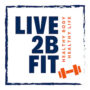 Logo met tekst Live2BFit in donkerblauw